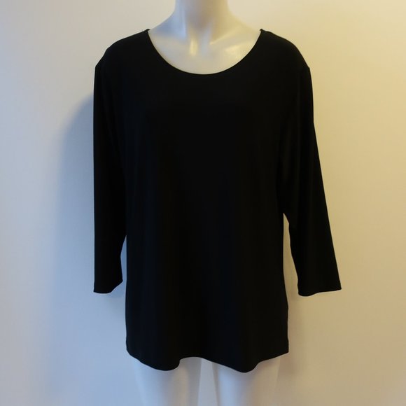 SIMPLI BLACK PULL-OVER BLOUSE TOP SZ XL * - Picture 2 of 10